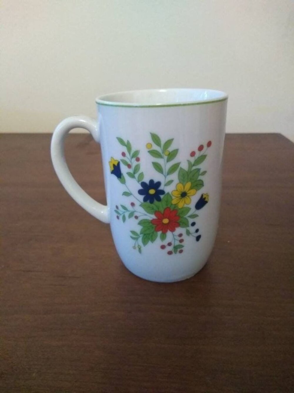 Vintage Knobler flower mug Japan red yellow blue green coffee cup tea - Picture 5 of 12
